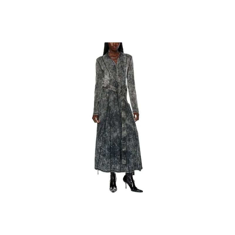 DIESEL Long-Sleeved Dresses Women's Dusty Gray-1