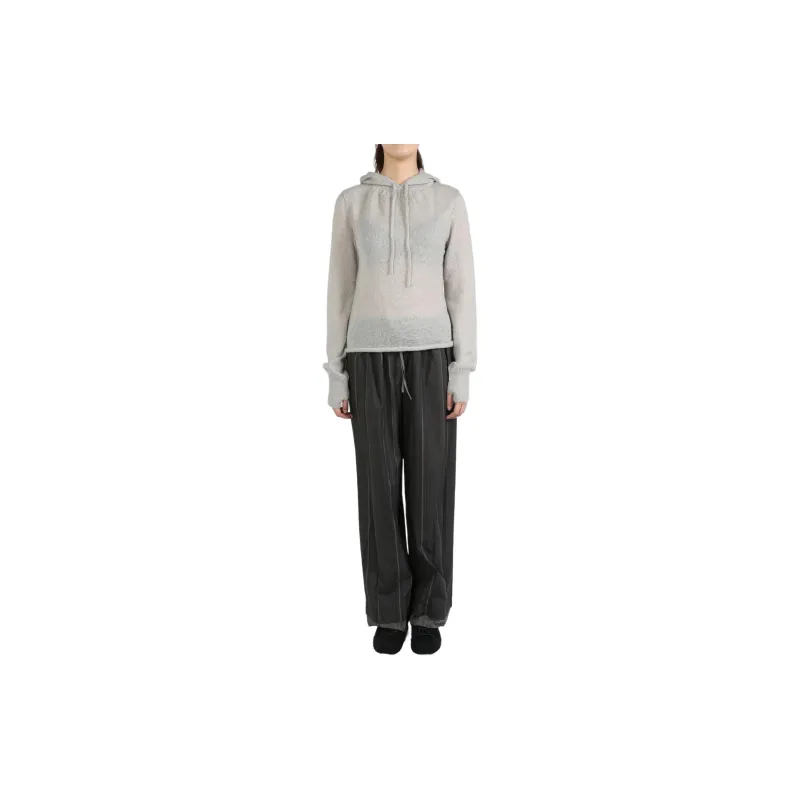 AMOMENTO Drawstring Hood Knit Hoodie-3