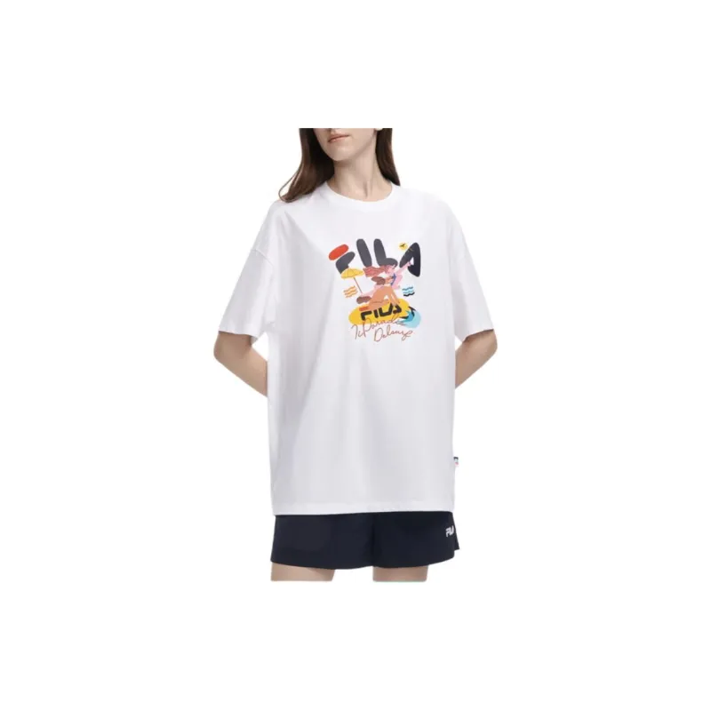 FILA Drop Shoulder Sleeve T Shirt Women's Standard White-3