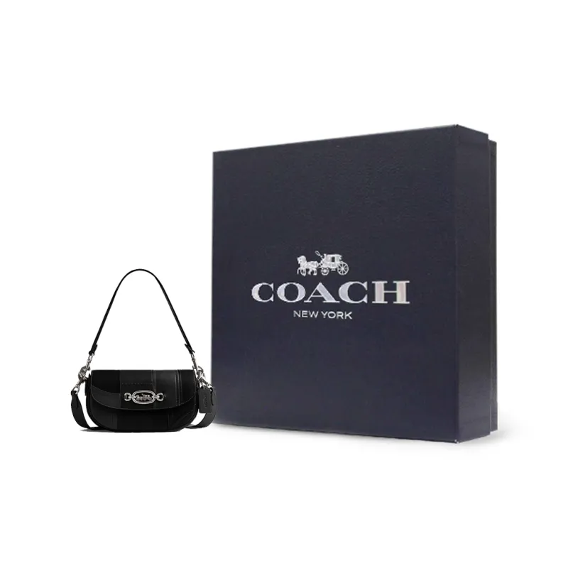 COACH Harley Sheepskin Saddle Bag, Crossbody Bag, Shoulder Bag Medium Size Women's Black-4