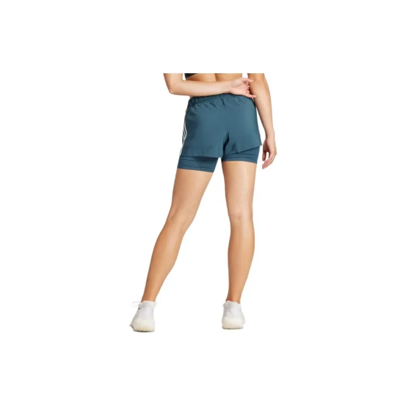 Adidas PACER 3-STRIPES WOVEN TWO-IN-ONE SHORTS Casual Shorts Women's Arctic Night/White-2