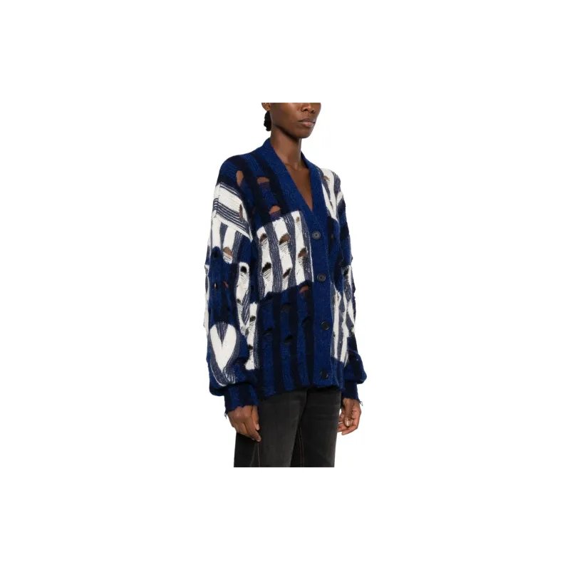 OFF WHITE Distressed Knitted Cardigan-4