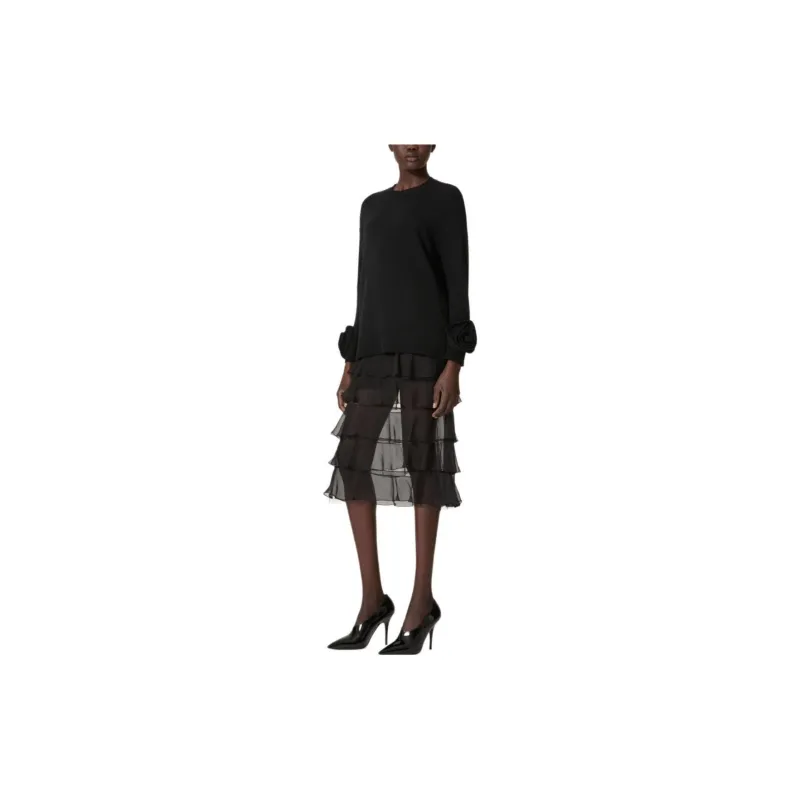Valentino Ruffled Chiffon Midi Skirt-2