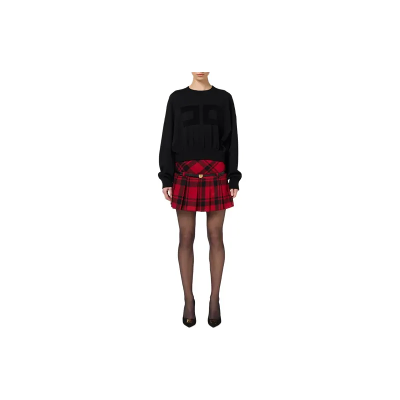 Elisabetta Franchi Tartan Pleated Mini Skirt-1
