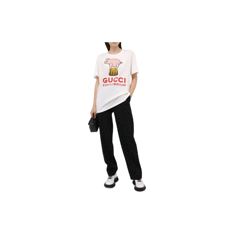 GUCCI Drop Shoulder Sleeve T Shirt Women's Ecru-3