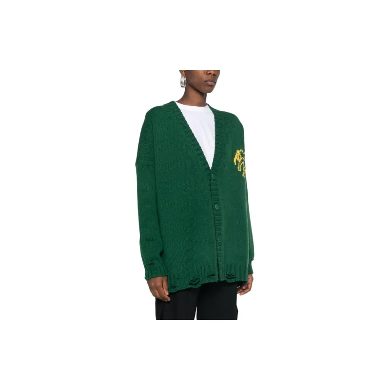 MM6 Maison Margiela Intarsia Knitted Distressed Cardigan-3