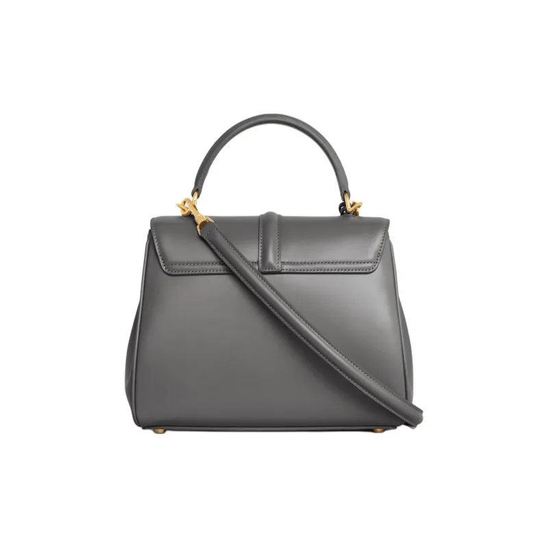CELINE Satin Calfskin Shoulder Bag Crossbody Bag Handbag Small Size Women's Smoke Black-2