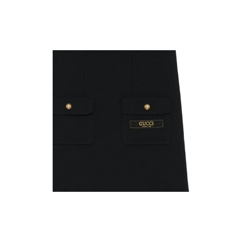 GUCCI Embroidered logo Wool Dress-4