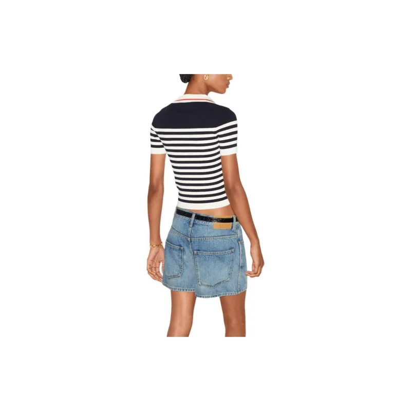 GUCCI Logo intarsia Knitted Polo Top-3