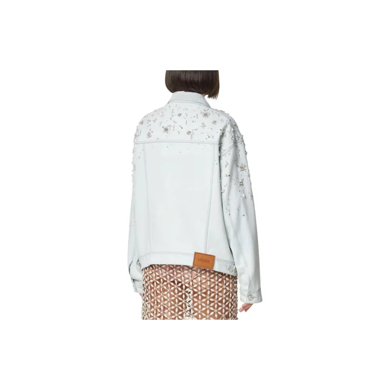 VERSACE Embroidered Denim Jacket 'Light Blue Ice'-2