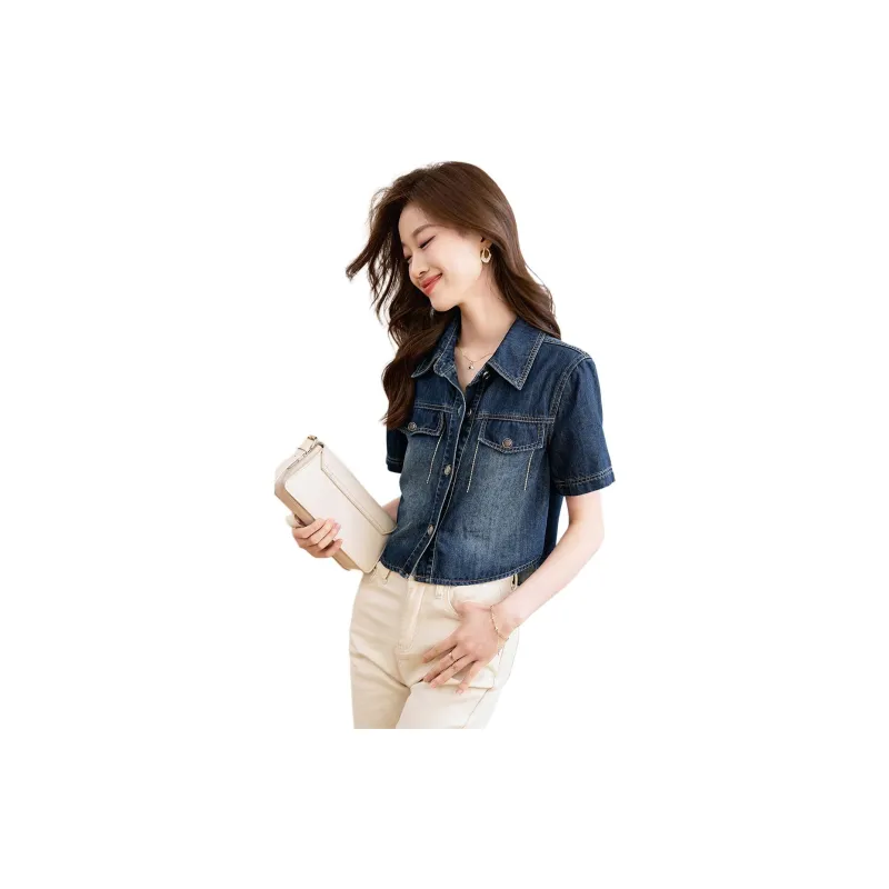 Mo Han Yi Mei Denim Jacket Women's Blue-3