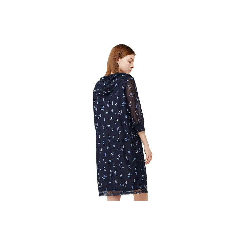 JZ. ANNAKRO Long Sleeved Dress Women's Floral Dark Blue-2