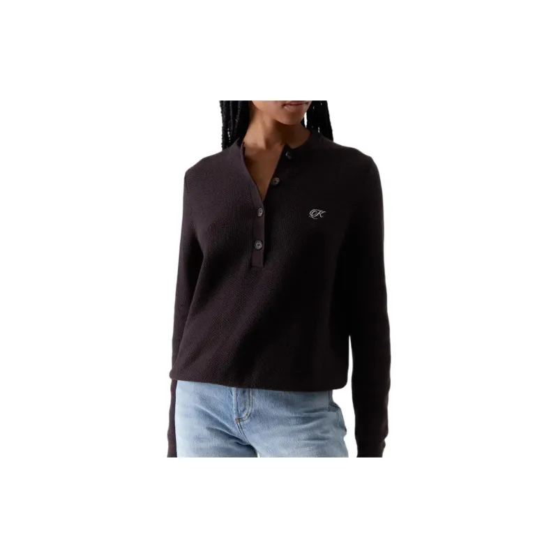 KITH Women's Larsen Pique Knit Henley 'Incognito'-2