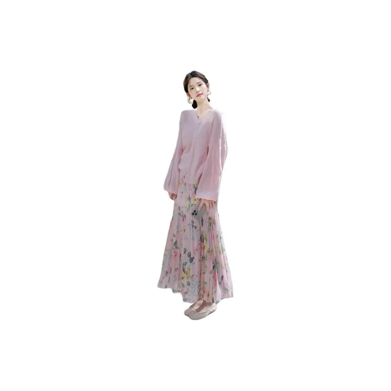 Wbwq Casual Long Skirts Women's Foundation Floral Pattern-1