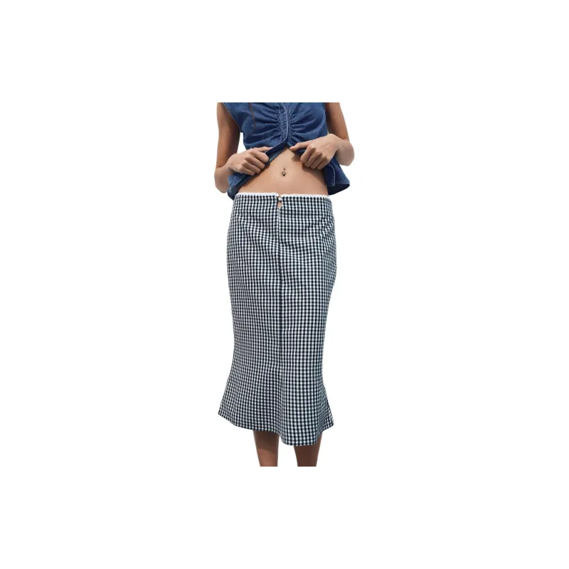 ZARA Casual Long Skirt Women's Blue-2