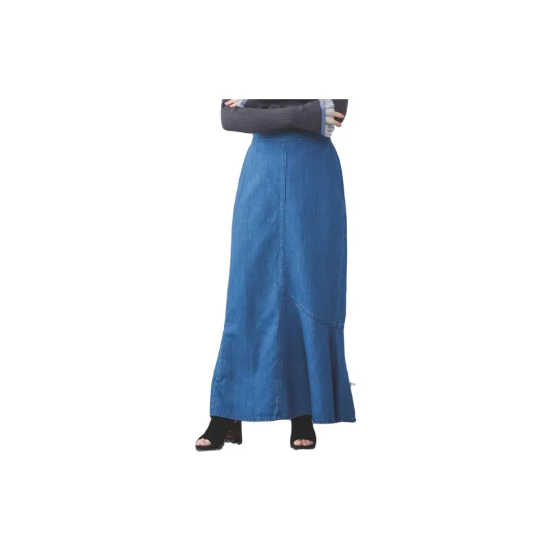 Beams Denim Long Skirts Women's Blue-1