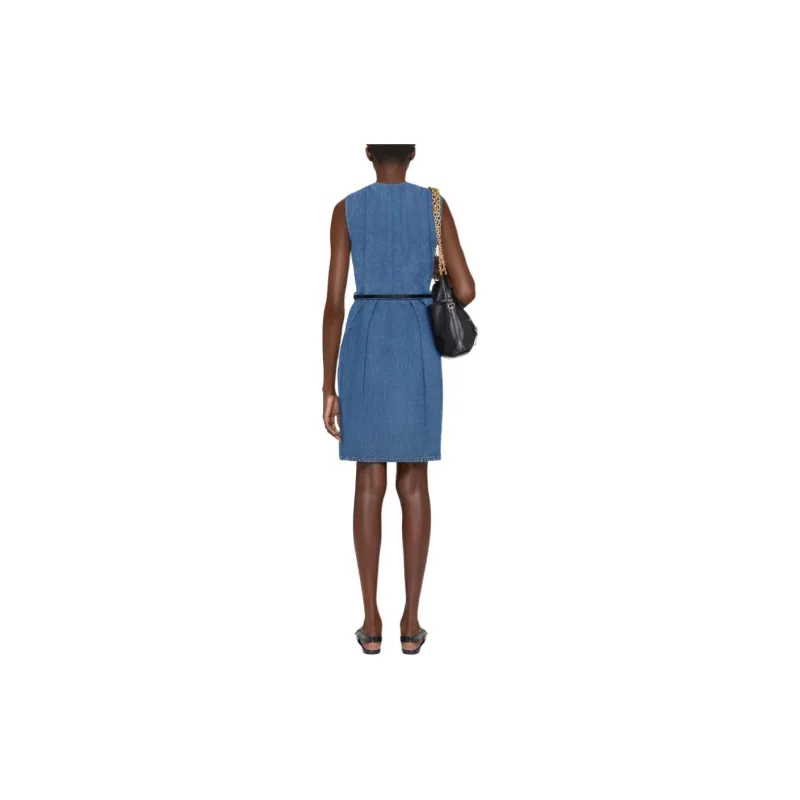Givenchy Sleeveless Belted Denim Dress-2