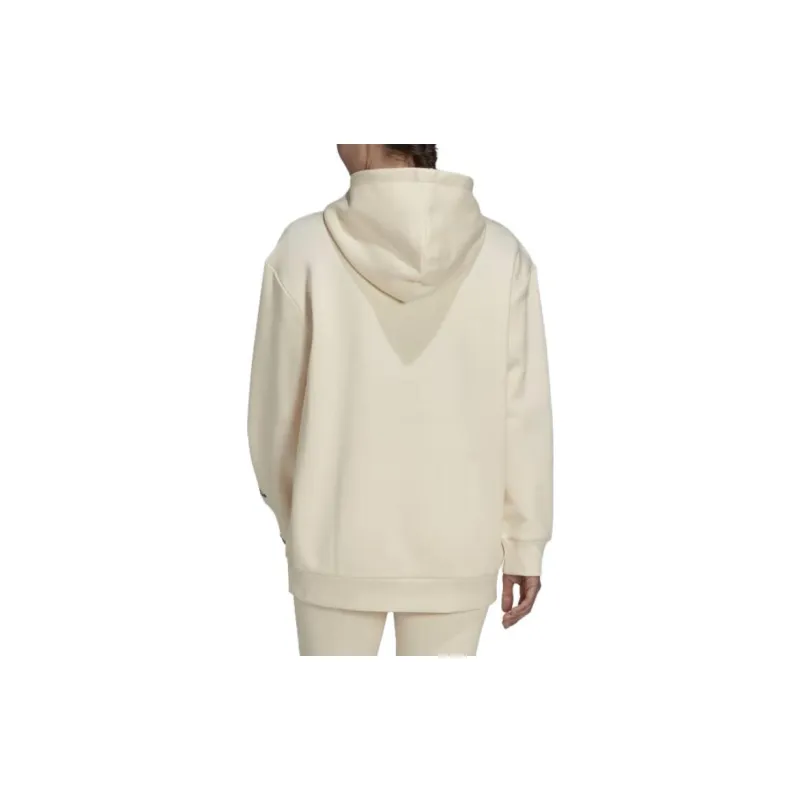 Adidas Essentials Oversize Fleece Hoodie Sweatshirt Women's Beige-2