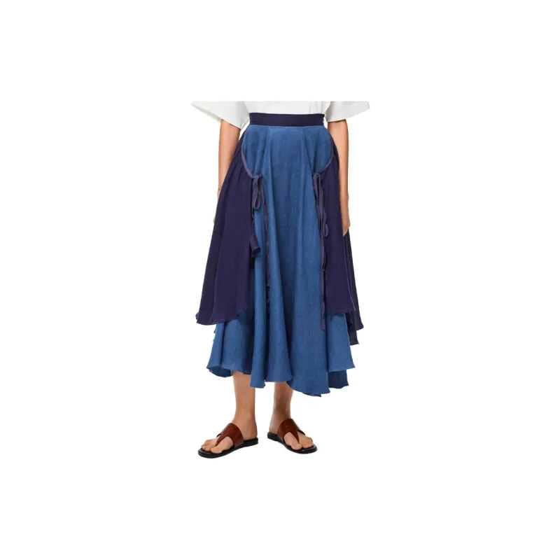 LOEWE FW21 Casual Long Skirt Women's Blue-1