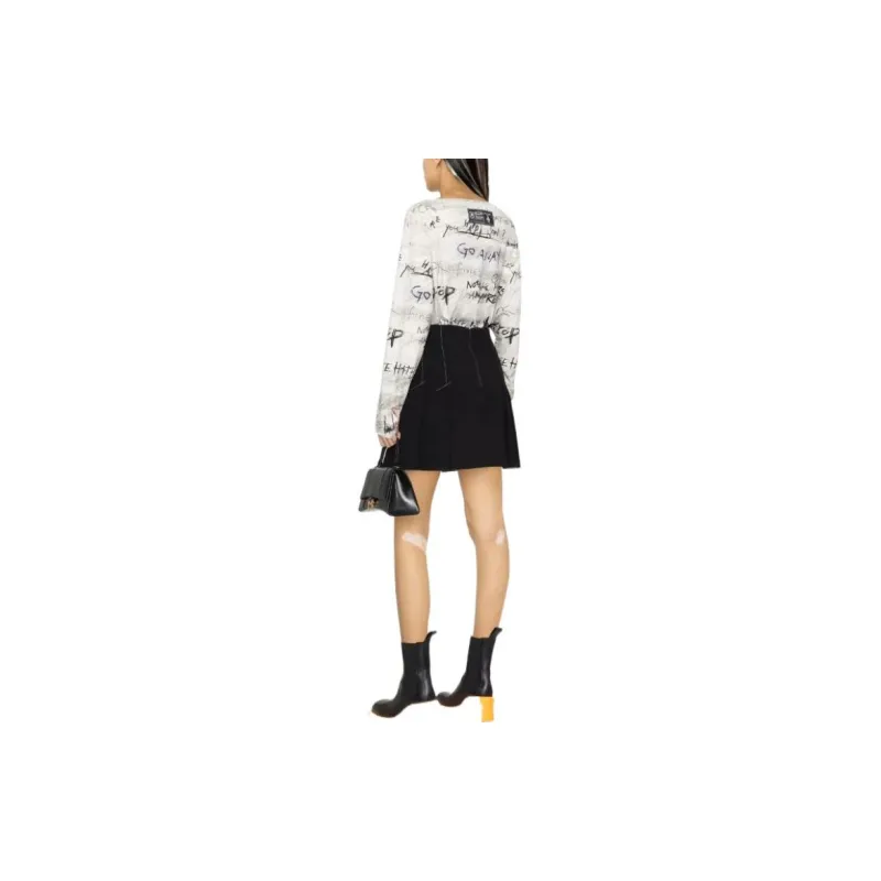 BALMAIN Brush Stroke Print Long Sleeved T Shirt Women's White-1