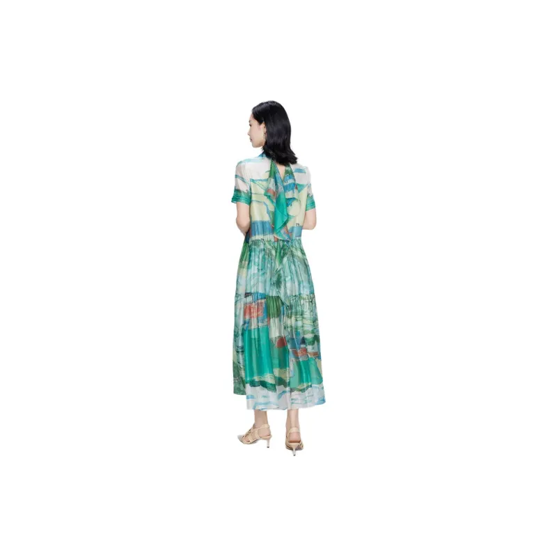 BBLLUUEE Short Sleeved Dress Women's Turquoise Green-4