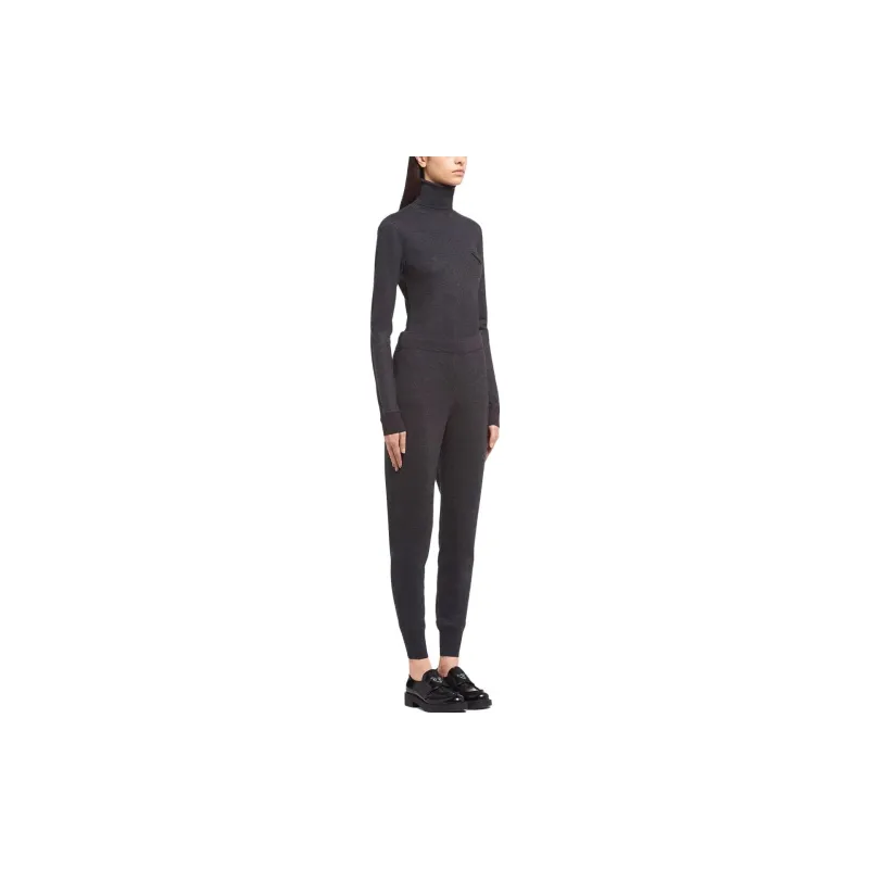 PRADA SS23 Knitted Sports Pants Women's Black-3