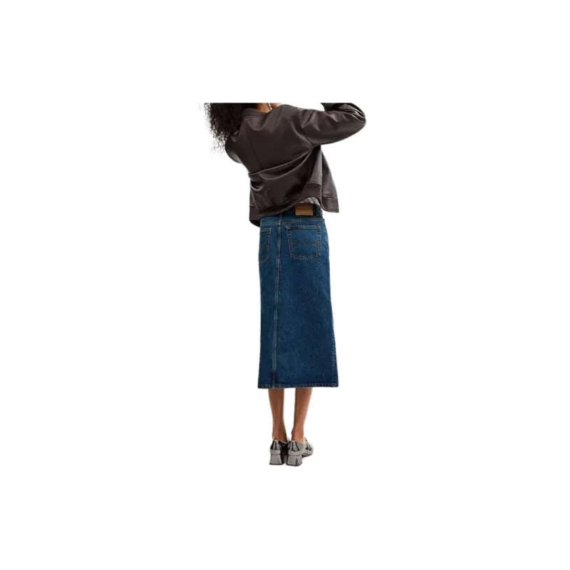 COACH FW24 Denim Long Skirt Women's Dark Blue-3