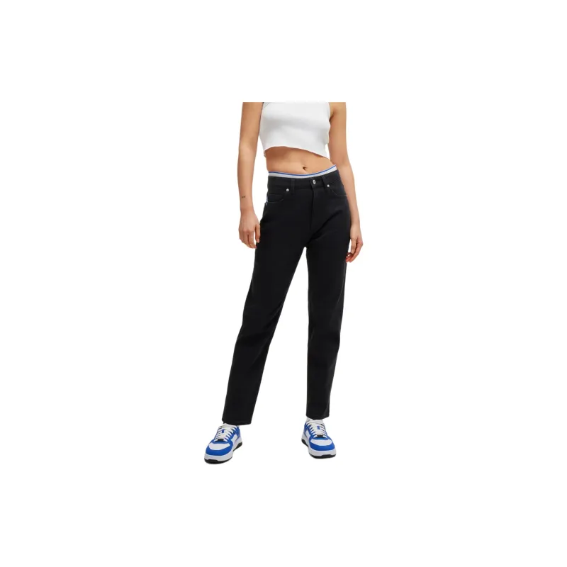 HUGO BOSS Mom-Fit Jeans In Black Rinse-Wash Denim Jeans Women's Black-2