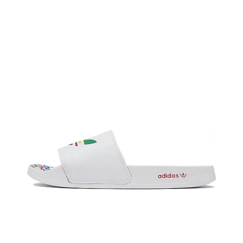 Adidas Adilette Slides Anti Slip Wear Resistant Kids' Slippers White Teenagers-0