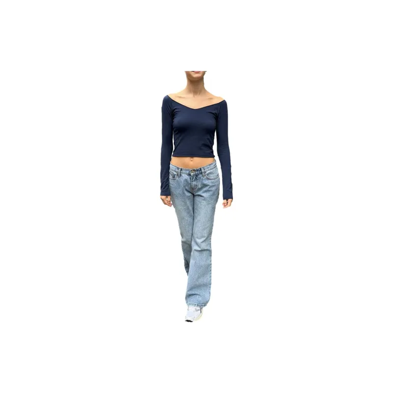 Brandy Melville Shirt Women's Classic Navy Blue-1