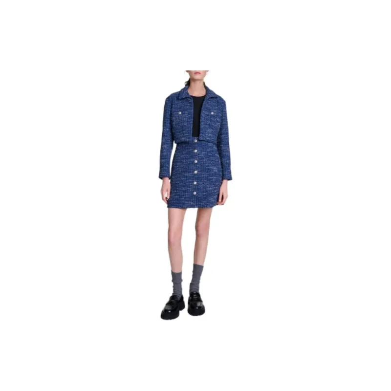 Maje Layered Tweed Mini Dress-1