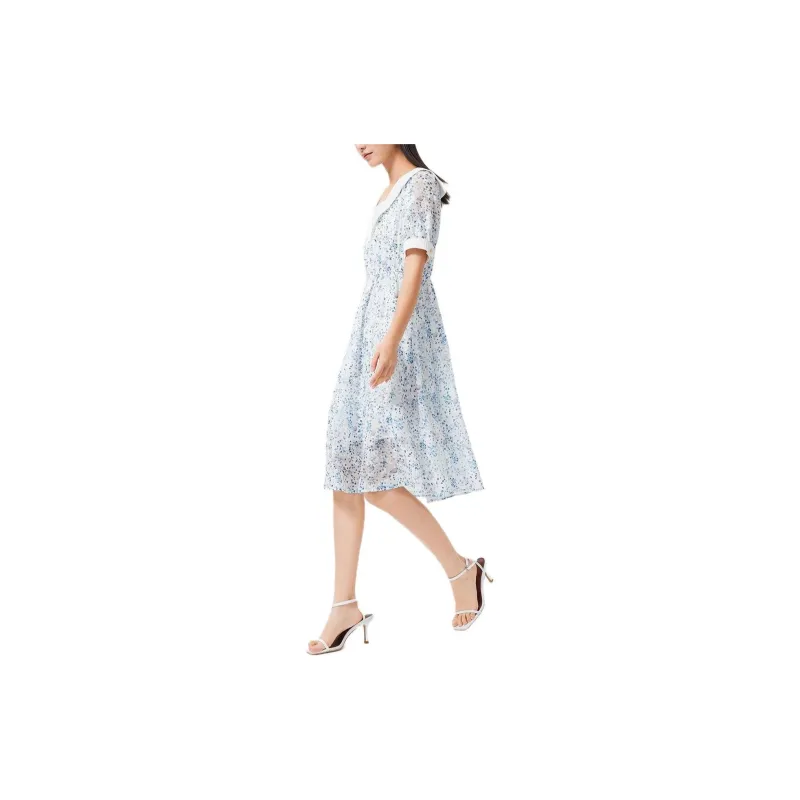 EICHITOO Short Sleeved Dress Women's Light Blue Pattern-2
