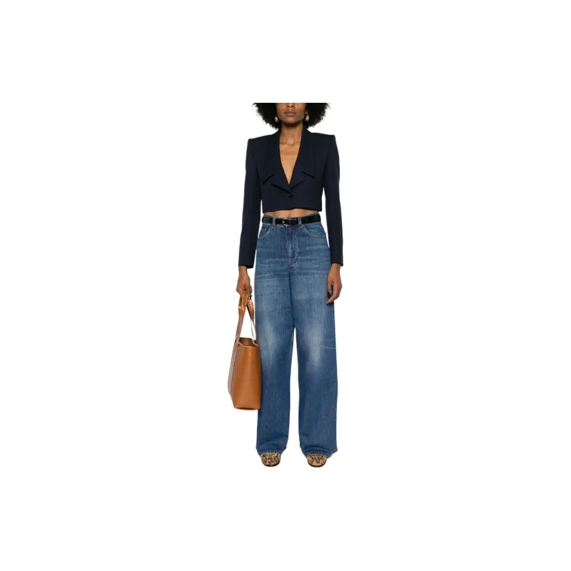 Chloé Logo Patch Wide Leg Jeans-1