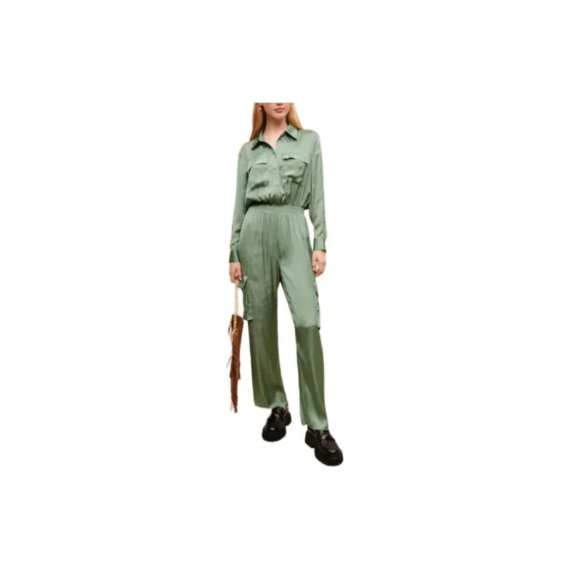 Maje Satin finish Wide leg Jumpsuit-2