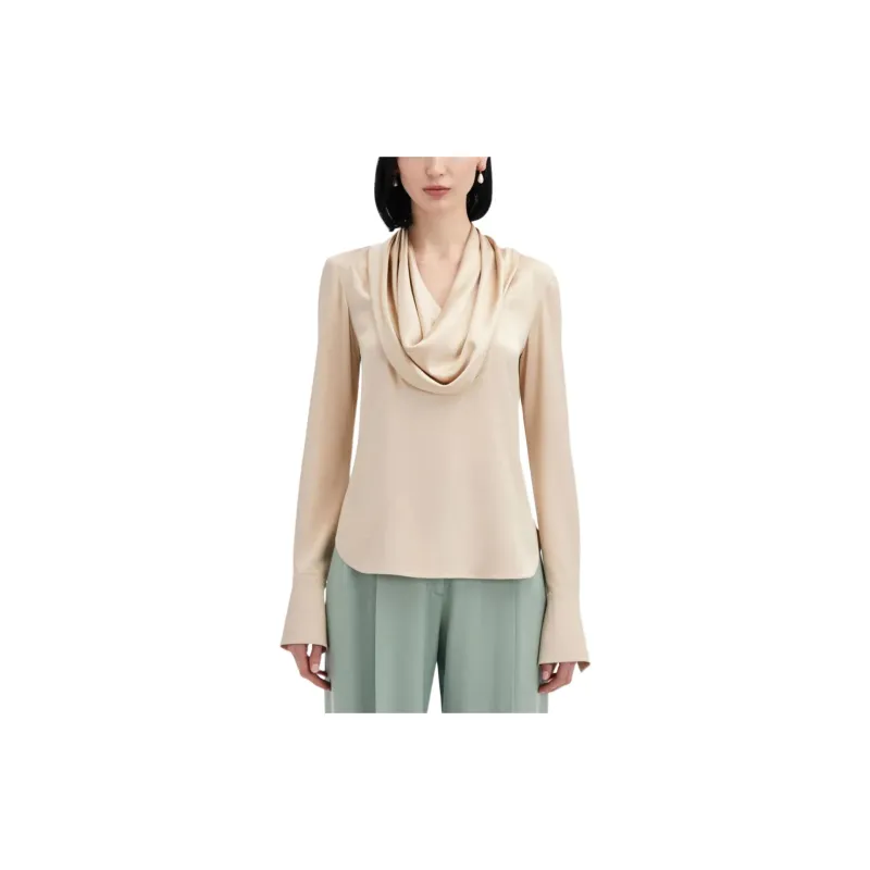 Oscar De La Renta Cowl Neck Satin Blouse-2