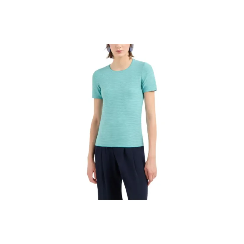 EMPORIO ARMANI Stretch Jersey Short sleeved Jumper With An Embossed Irregular Knit-2