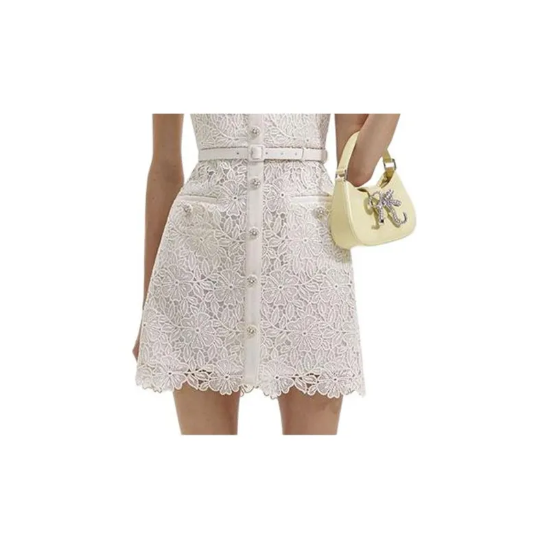 Self portrait Short Sleeved Dress Women's Ivory White-5