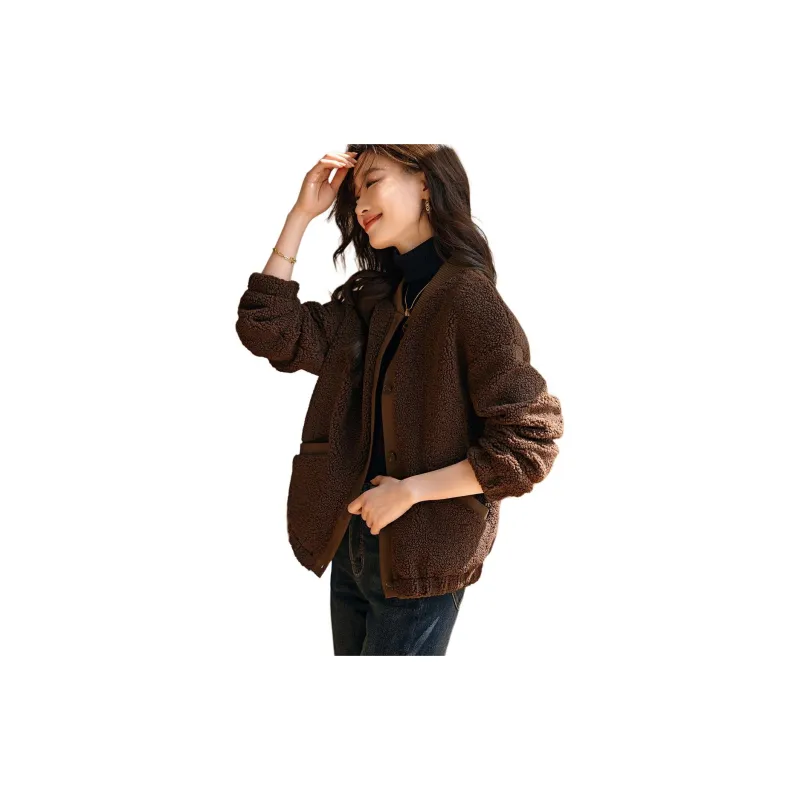 Mo Han Yi Mei Baseball Jacket Women's Coffee-1