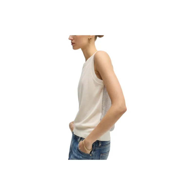 HUGO BOSS Abstract Pattern detail Sleeveless Knitted Top-4