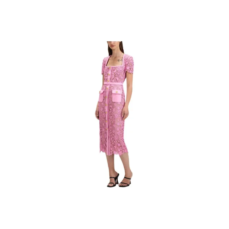 Self portrait Short Sleeved Dresses Women's Dark Pink-2