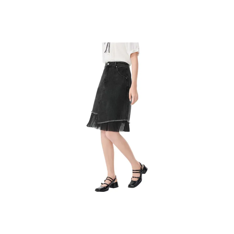 EICHITOO Denim Short Skirts Women's Dark Gray-3