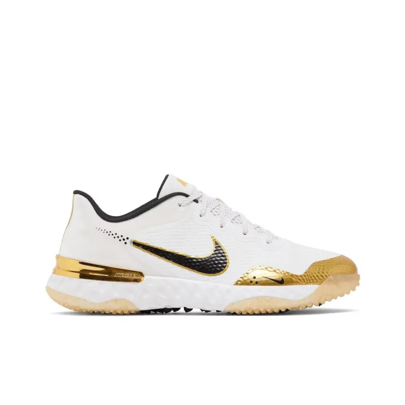 Nike Huarache Elite 3 Turf Cushioning, Wear Resistant Low Top Training Shoes Men's White Gold-1