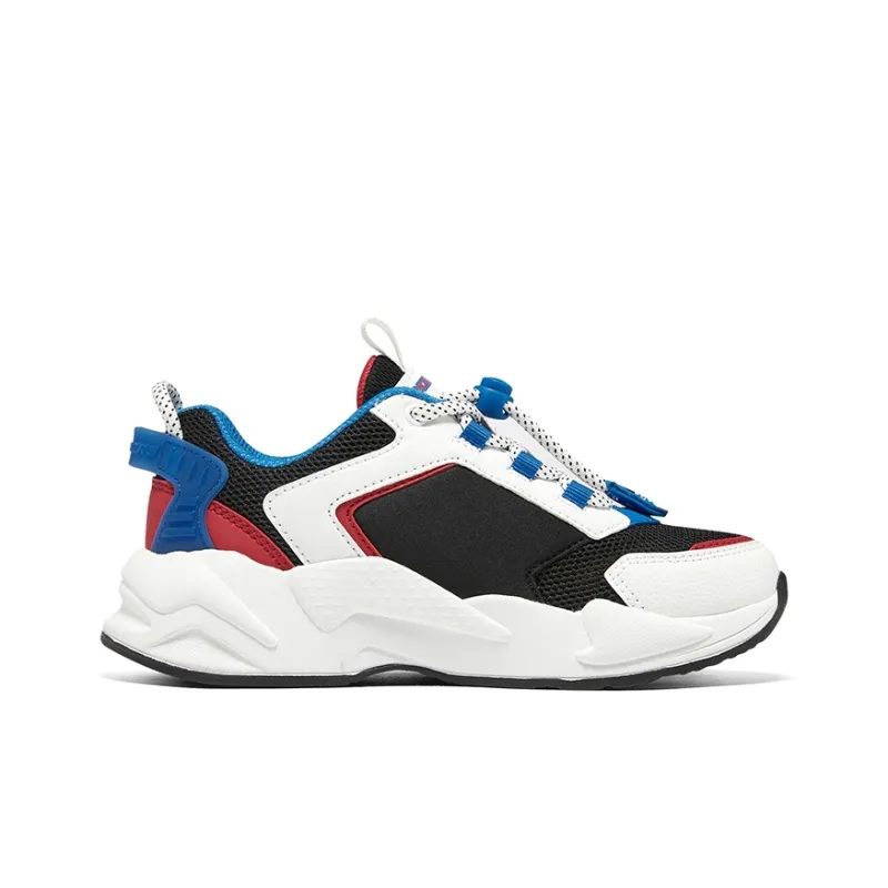 Skechers Cushioning Wear-Resistant Low-Top Kids' Running Shoes White Black Blue Teenagers-1