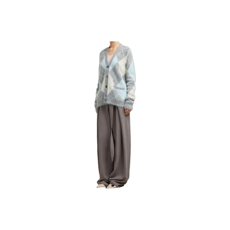 AMIPARIS Argyle Button Up Long Sleeved Cardigan-3