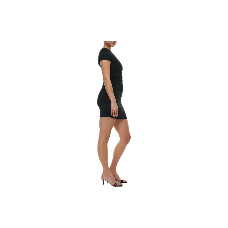 ARITZIA Contour Ruched Mini Dress Short-Sleeved Dresses Women's Black-4
