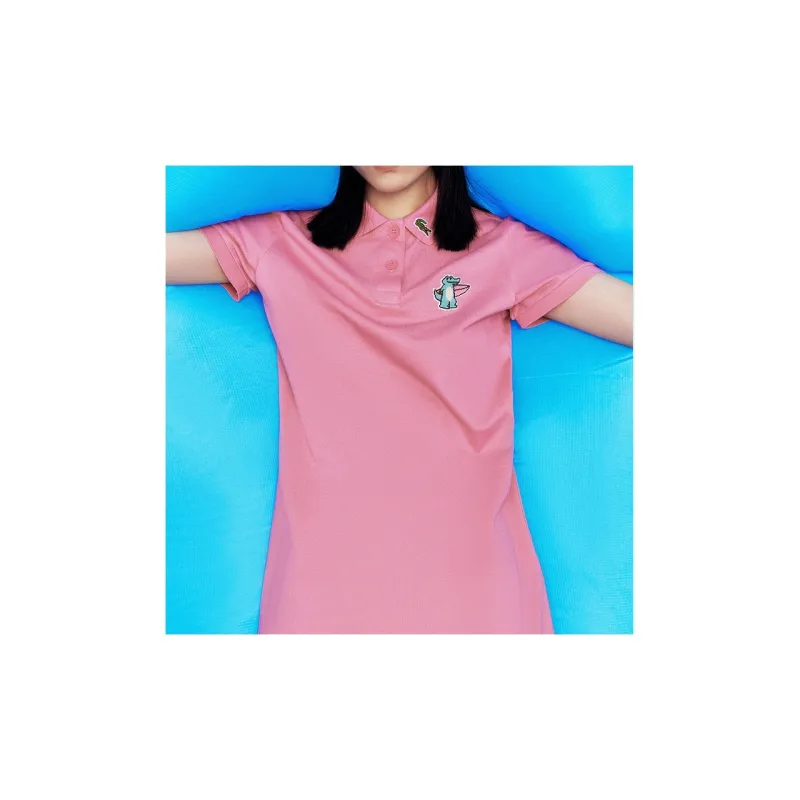 LACOSTE SS23 Summer Vitality Series Short Sleeved Dress Women's Rose Red-2