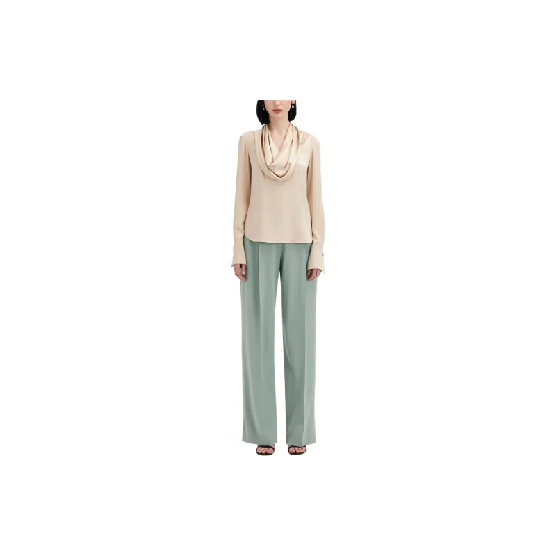 Oscar De La Renta Cowl Neck Satin Blouse-1