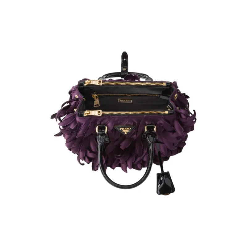 PRADA Galleria Killer Bag Fabric With Leather Shoulder Bag Crossbody Bag Handbag Mini Women's Plum Red & Black-4
