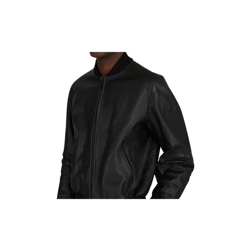 PRADA Long Sleeved Zipped Leather Bomber Jacket-6