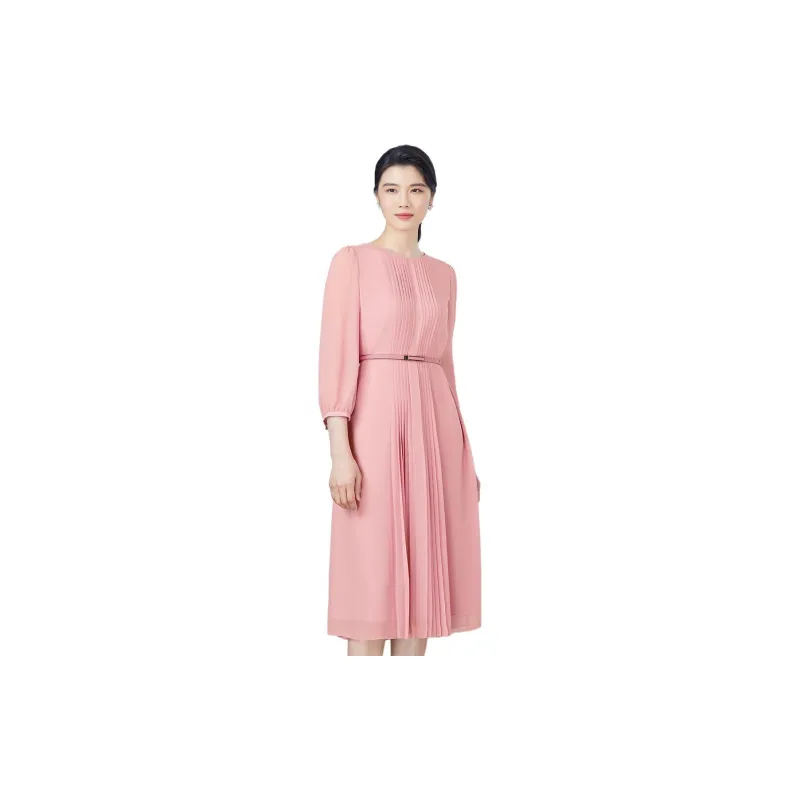 BBLLUUEE Long Sleeved Dress Women's Rose Pink-3